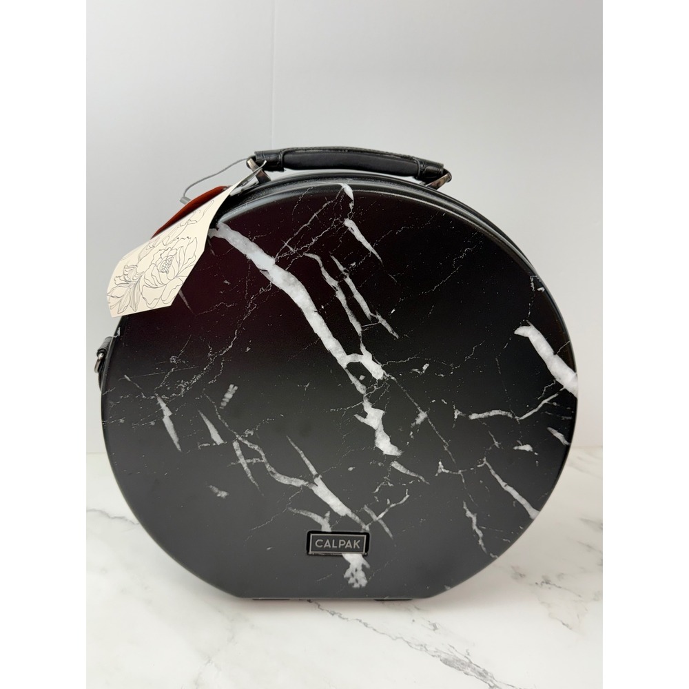 Calpak Baye Midnight Marble Hat Box Travel Case 14" With Strap Storage Bag